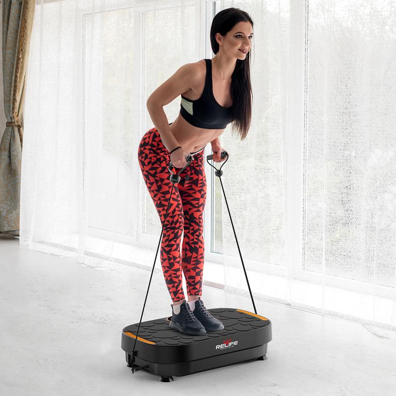 Relife Sports Vibration Plate with 120 Levels Vibration Platform with Resistance Bands Whole Body Vibrating Platform Training Equipment for Home Gym