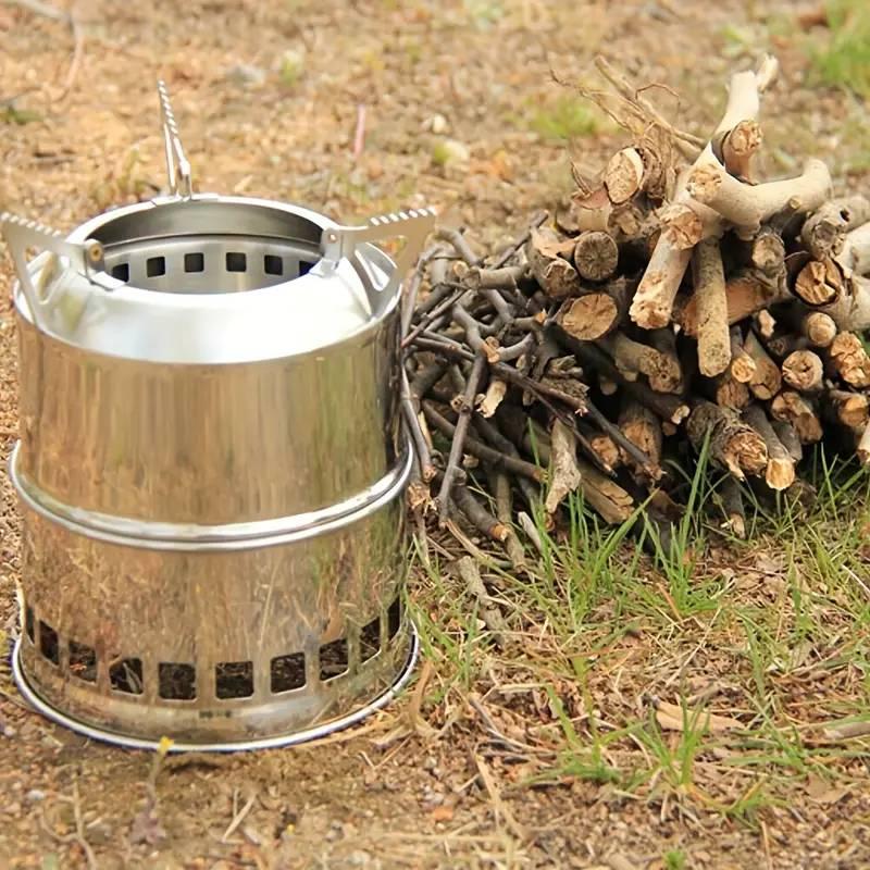 Outdoor Camping Stove with Wood Gasifier Cooker and Oven, 1 Set Stainless Steel Camping Stove, Perfect for Picnics, Hiking, and Camping