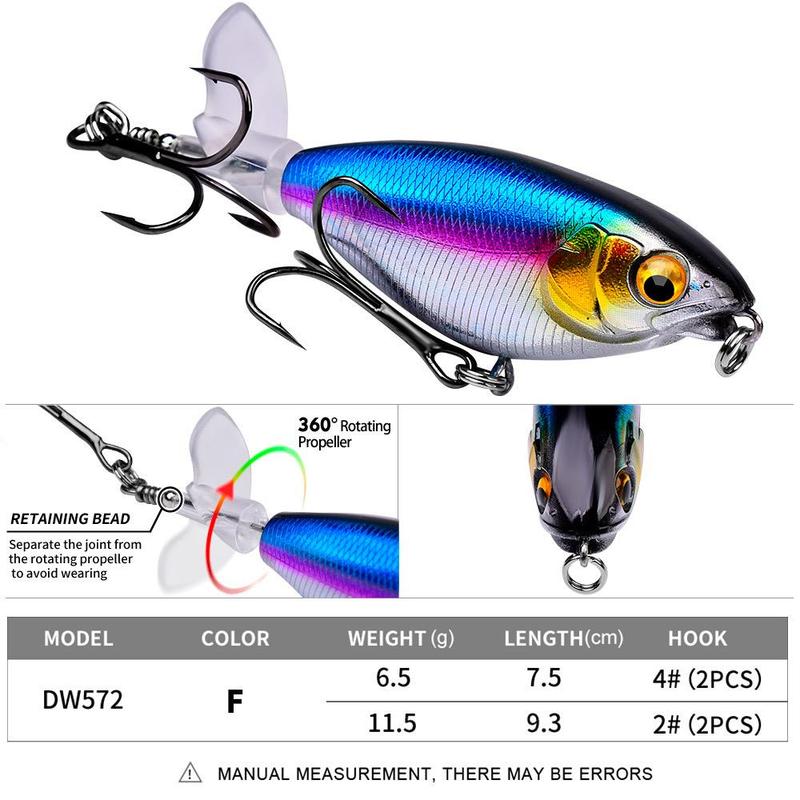 Artificial Fishing Lure, 1 Set Rotating Hard Bait with Hook, Baitcasting Fishing Lure, Fishing Accessories for Outdoor Fishing