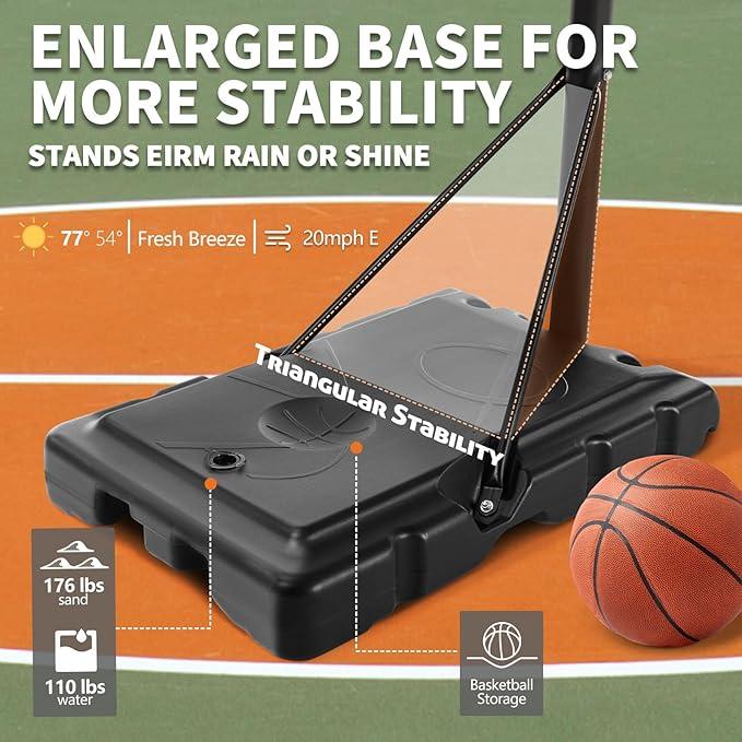 Adjustable Basketball Hoop, 4.2-10ft Height, 44