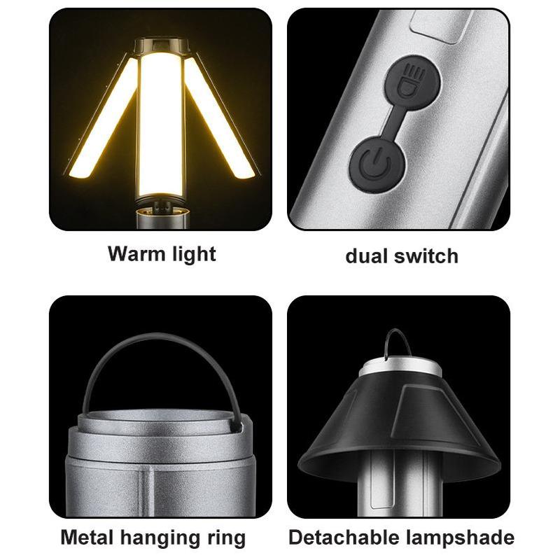 2 in 1 LED Work Light, 1 Count Portable Foldable Camping Light Flashlight, Multifunctional LED Light for Hiking, Camping, Fishing and Travel