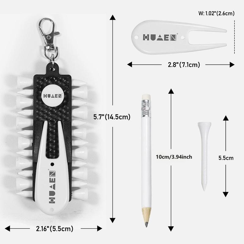 Multifunctional Golf Tool Set & Pencil, 1 Set Golf Tee & Ball Marker & Repair Tool & Golf Tee, Portable Golf Tee Set for Outdoor Sports