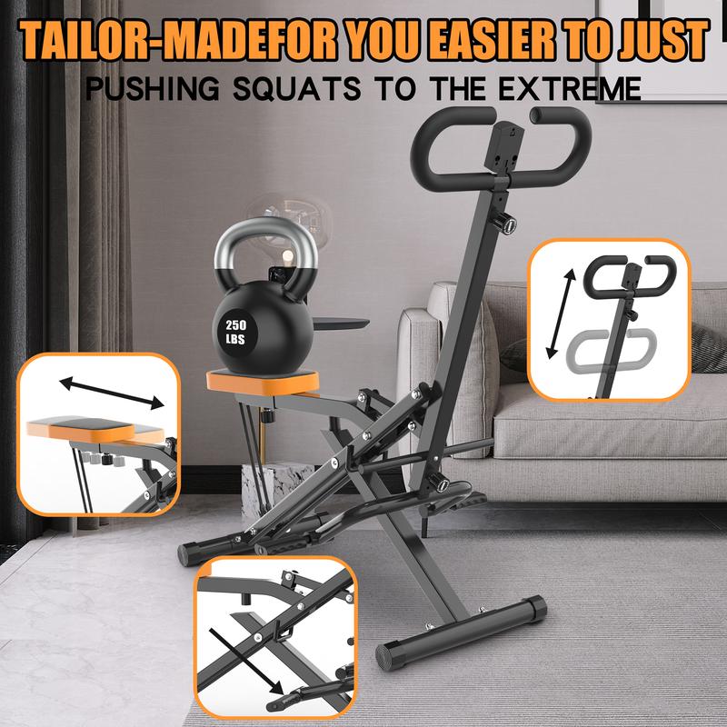 [Dufominc] Squat Machine for Home, Assist Trainer for Glutes Workout Foldable with Resistance Bands, Ab Back Leg Press Hip Thrust for Home Gym