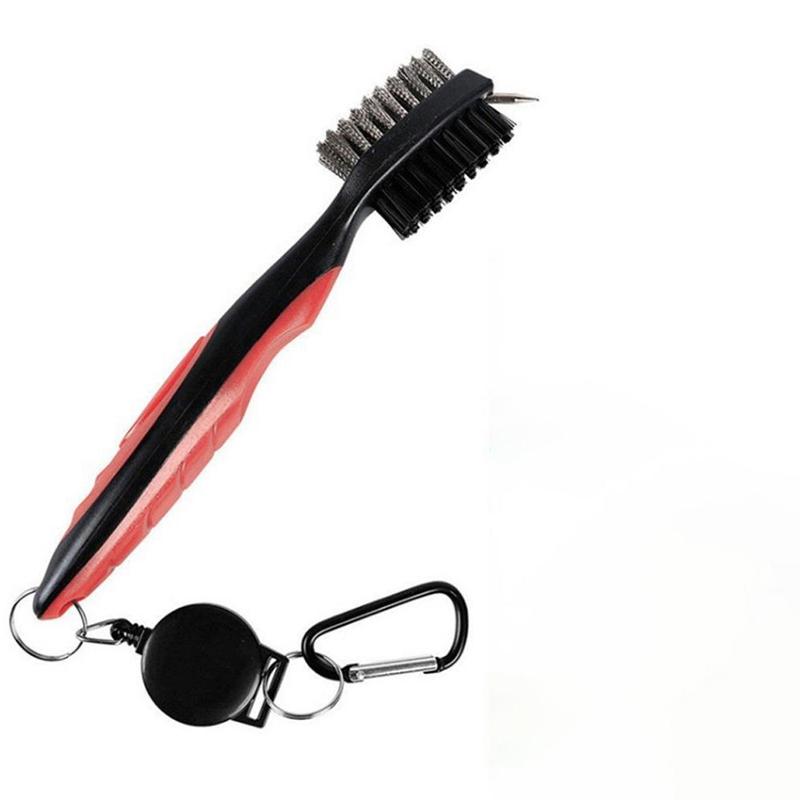 Golf Club Brush Groove Cleaner, Cleaning Brush with Retractable Zip-line and Carabiner, Cleaning Tools for Golf Clubs Spikes