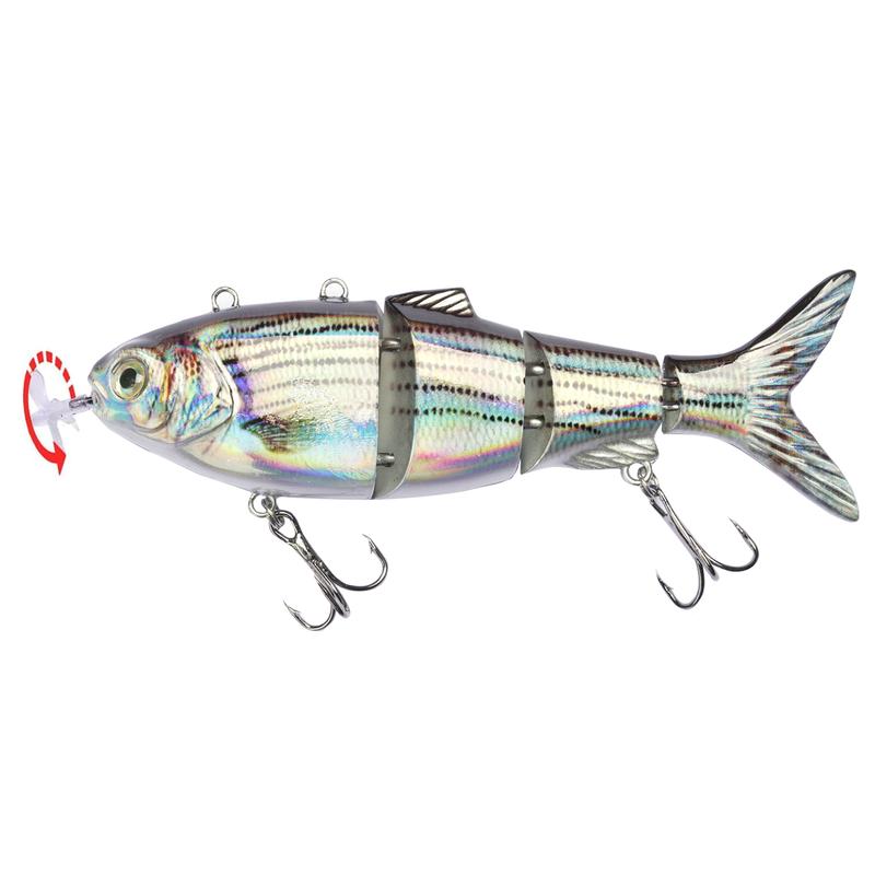 HADORAM Robotic Swimming Lure 5.1” Fishing Lure 4-Segement Multi Jointed Swimbait Electric Bait LED Light USB Rechargeable Robotic Lure for Bass Trout Pike Fishing Tackle…