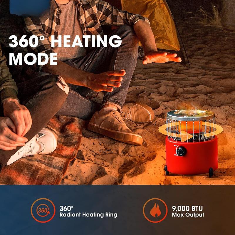 2 in 1 Camping Outdoor Propane Heater & Stove for Ice Fishing Backpacking Hiking Hunting Survival