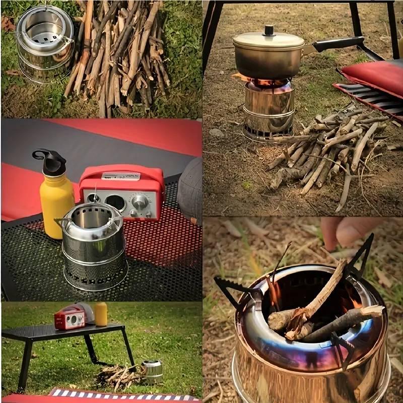 Outdoor Camping Stove with Wood Gasifier Cooker and Oven, 1 Set Stainless Steel Camping Stove, Perfect for Picnics, Hiking, and Camping