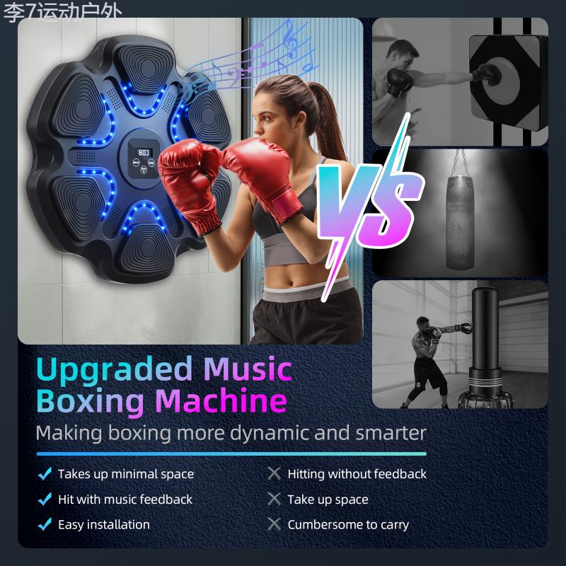 2024 Upgrade Music Boxing Machine, Smart Wireless Pro Boxing Trainer with Boxing Gloves, Wall Mounted Punching Machine with Real-Time Feedback, Adjustable Speeds, Modes, Music Boxing Target for Home Gym Fitness Workout