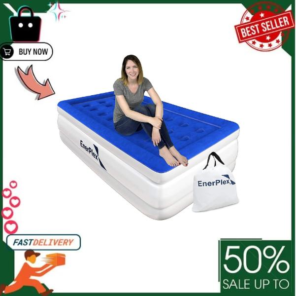 EnerPlex Air Mattress with Built-in Pump - Double Height Inflatable Mattress for Camping, Home & Travel