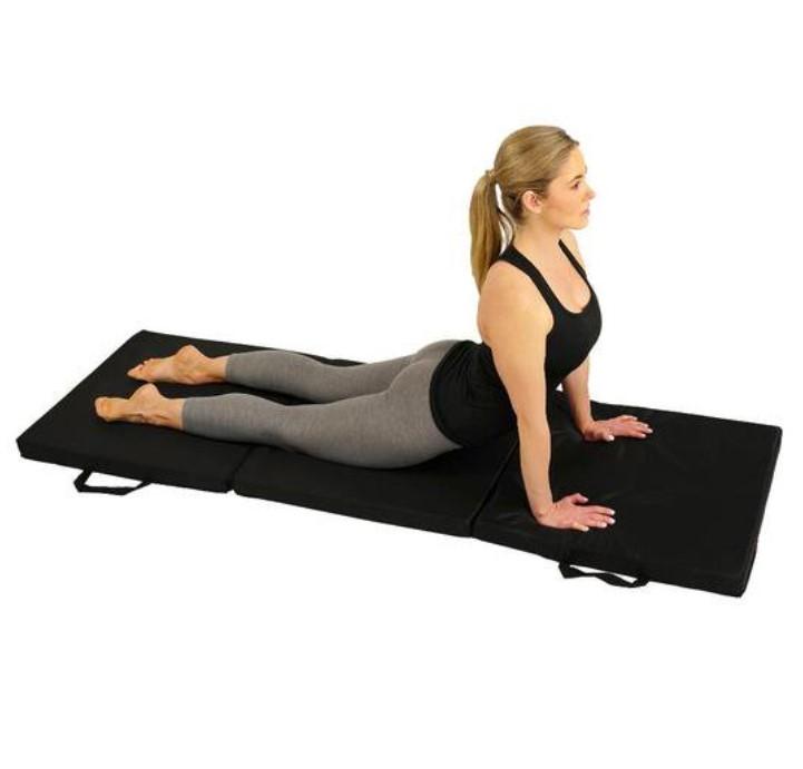 Sunny Health & Fitness Thick Tri-Fold Exercise Yoga Mat for at Home Workout, Gymnastics, Stretching, Core Workout, NO. 048