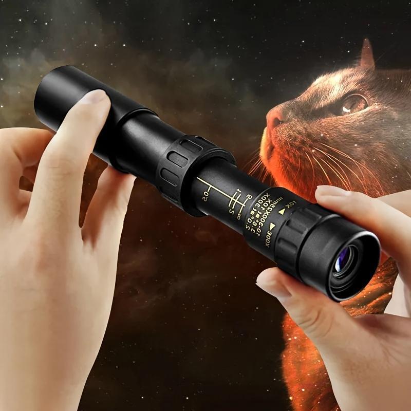 Portable 4K Single Lens Telescope, 10-300X40 Variable Zoom High Definition Portable Telescope, Telescope for Outdoor Camping Hunting Travel, Christmas Gift