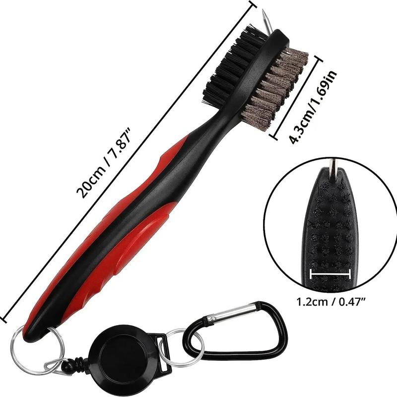 Golf Club Brush Groove Cleaner, Cleaning Brush with Retractable Zip-line and Carabiner, Cleaning Tools for Golf Clubs Spikes