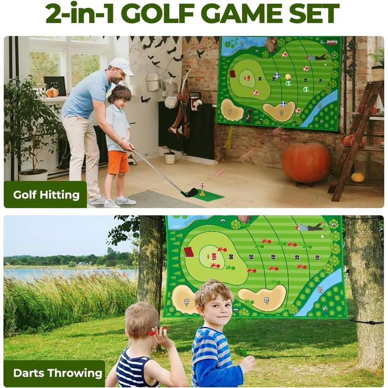 Golf Chipping Game Mat Set, Hitting Training Mat for Practice at Home or Outdoors, Ideal for Family and Kids, Stick Chip Golf Games for Backyard or Office, Size (70.1x47.2in)