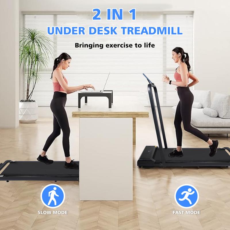 2-in-1 walking mat Treadmill with remote control for Obese people Desktop treadmill with stand Low noise under table treadmill wheels for easy movement Folding treadmill, portable at 6.2 MPH Suitable for home and office use