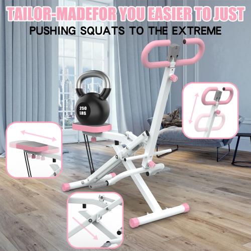 Squat Machine, Ride & RowingMachine for Botty Glutes Butt Thighs,330LBS Foldable,Ab Leg Press Hip Thrust,RodeoCore Exercise Machine