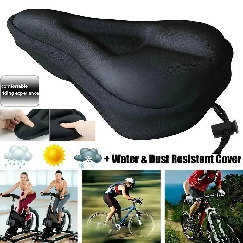 Soft Gel Bicycle Seat Cover, Breathable Bicycle Seat Cushion with Adjustable Drawstring, Bicycle Accessories for Outdoor & Indoor Fitness Bike