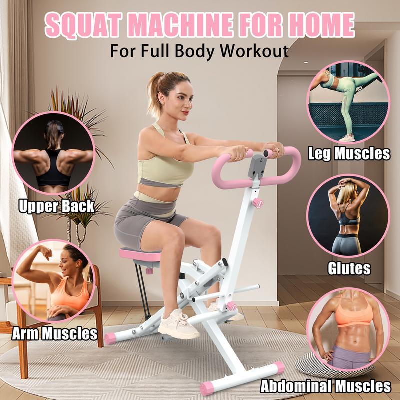 [Dufominc] Squat Machine for Home, Assist Trainer for Glutes Workout Foldable with Resistance Bands, Ab Back Leg Press Hip Thrust for Home Gym