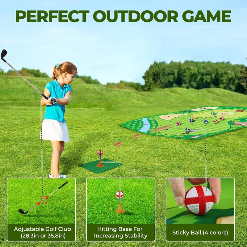 Golf Chipping Game Mat Set, Hitting Training Mat for Practice at Home or Outdoors, Ideal for Family and Kids, Stick Chip Golf Games for Backyard or Office, Size (70.1x47.2in)