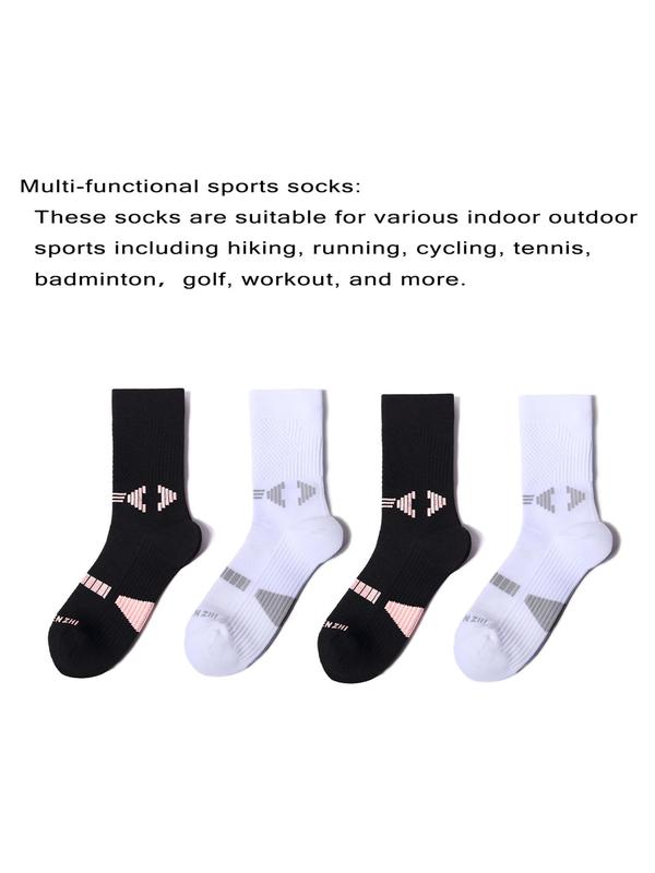 Women's Colorblock Athletic Crew Socks, Compression Socks for Cycling Running Tennis Hiking, Sports Socks for Women