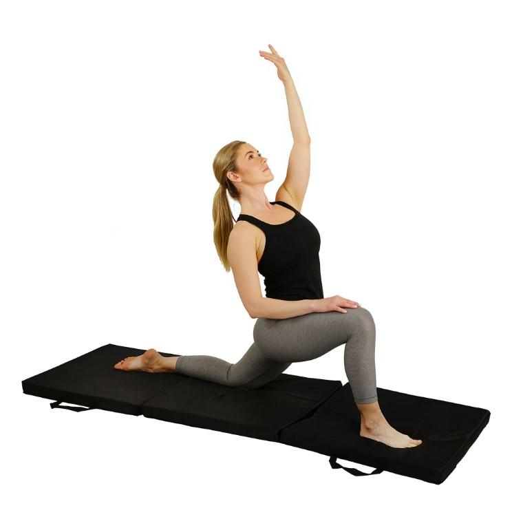 Sunny Health & Fitness Thick Tri-Fold Exercise Yoga Mat for at Home Workout, Gymnastics, Stretching, Core Workout, NO. 048