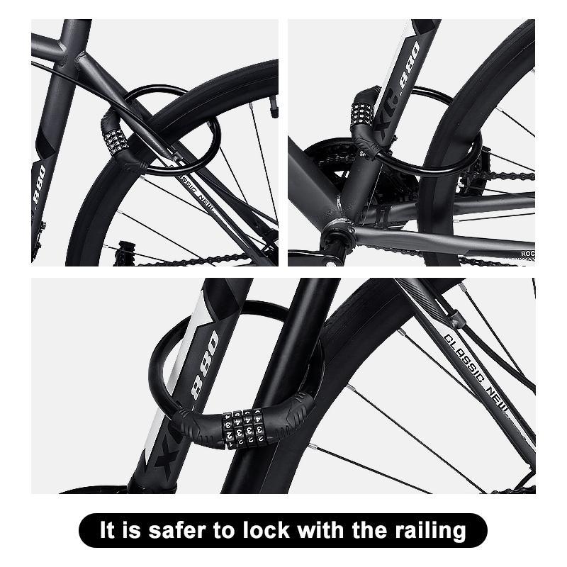 Bike Lock Cable with Combination, Portable Lightweight Anti-theft Bike Lock, Scooter Lock, Cycling Accessories