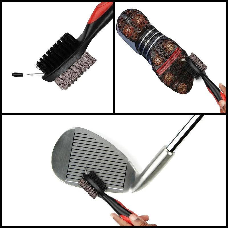 Golf Club Brush Groove Cleaner, Cleaning Brush with Retractable Zip-line and Carabiner, Cleaning Tools for Golf Clubs Spikes