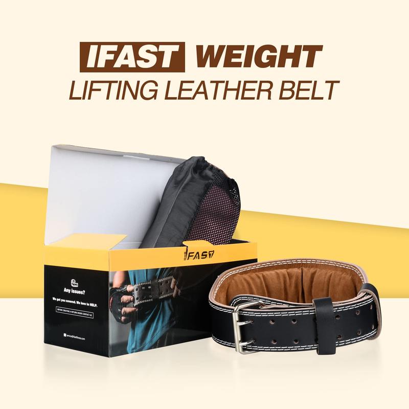 IFAST Weightlifting Support Belt with 4-inch Padded Lumbar Back support for Deadlifts,hip thrust,glute workout Leather Quick Locking fitness belt