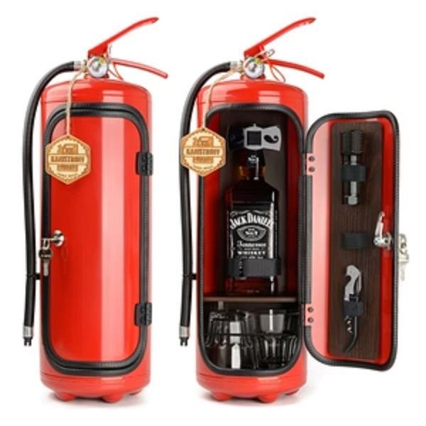 Fire Extinguisher Mini Bar,Novelty Camping Picnic Bar, Creative Fire Extinguisher Shape Wine Bottle Holder, Wine Storage System For Home Furnishings and Decoration