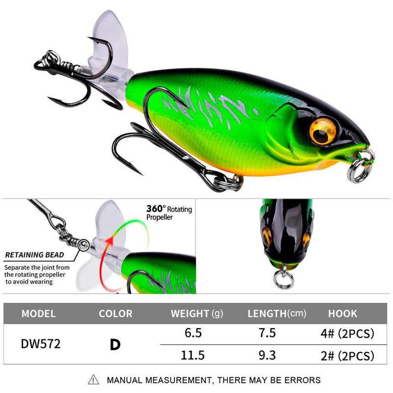 Artificial Fishing Lure, 1 Set Rotating Hard Bait with Hook, Baitcasting Fishing Lure, Fishing Accessories for Outdoor Fishing