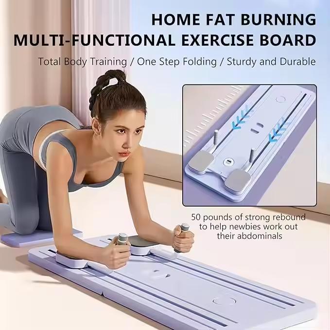 Multi-functional Ab Exercise Board,Foldable Home Pilates Reformer with Knee Mat,Timer and Resistance