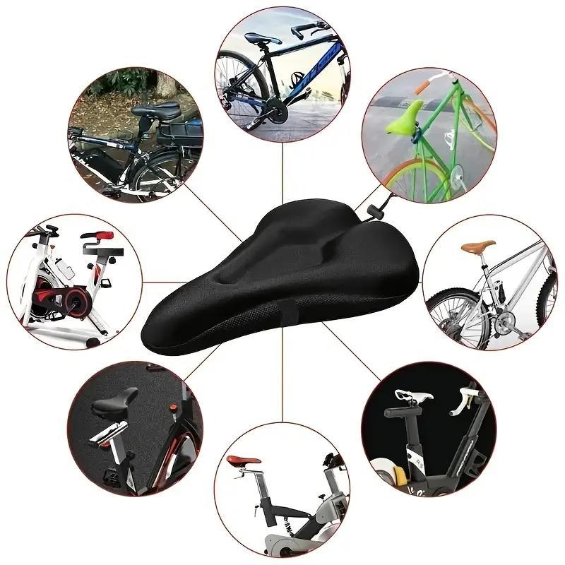 Soft Gel Bicycle Seat Cover, Breathable Bicycle Seat Cushion with Adjustable Drawstring, Bicycle Accessories for Outdoor & Indoor Fitness Bike