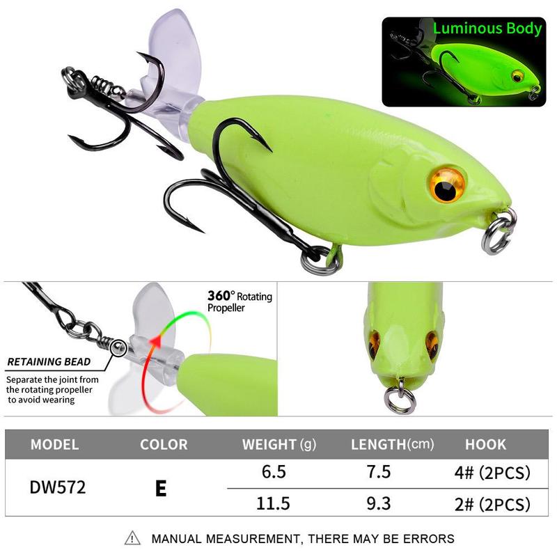 Artificial Fishing Lure, 1 Set Rotating Hard Bait with Hook, Baitcasting Fishing Lure, Fishing Accessories for Outdoor Fishing