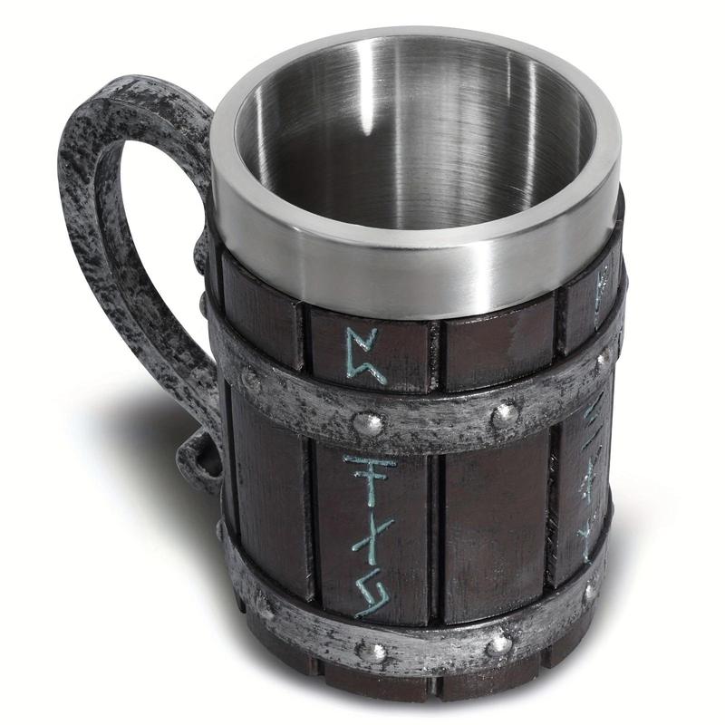 Vintage Viking Style Water Cup with Handle, Stainless Steel Drinking Coffee Mug for Outdoor Camping Hiking, Solocamping, Bikepacking, Glamping