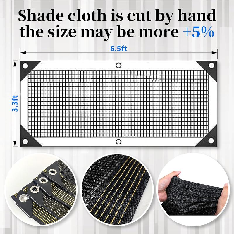 70% Black Shade Cloth, 3.3x6.5FT Resistant Garden Sun Shade Net, Durable Mesh Shade Tarp with Reinforced Grommets for Greenhouse, Plant, Chicken Coop, Pergola,Canopy