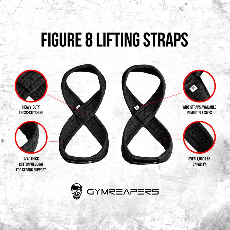 GYMREAPERS Figure 8 Lifting Straps for Strongman, Powerlifting, Bodybuilding & More