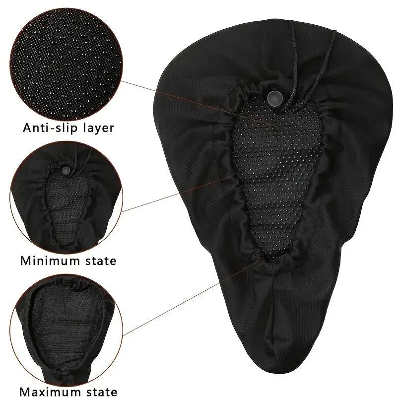 Soft Gel Bicycle Seat Cover, Breathable Bicycle Seat Cushion with Adjustable Drawstring, Bicycle Accessories for Outdoor & Indoor Fitness Bike