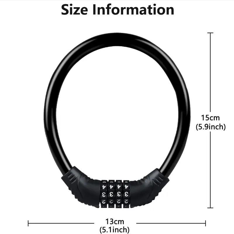 Bike Lock Cable with Combination, Portable Lightweight Anti-theft Bike Lock, Scooter Lock, Cycling Accessories