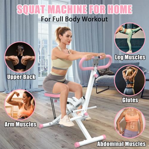 Squat Machine, Ride & RowingMachine for Botty Glutes Butt Thighs,330LBS Foldable,Ab Leg Press Hip Thrust,RodeoCore Exercise Machine