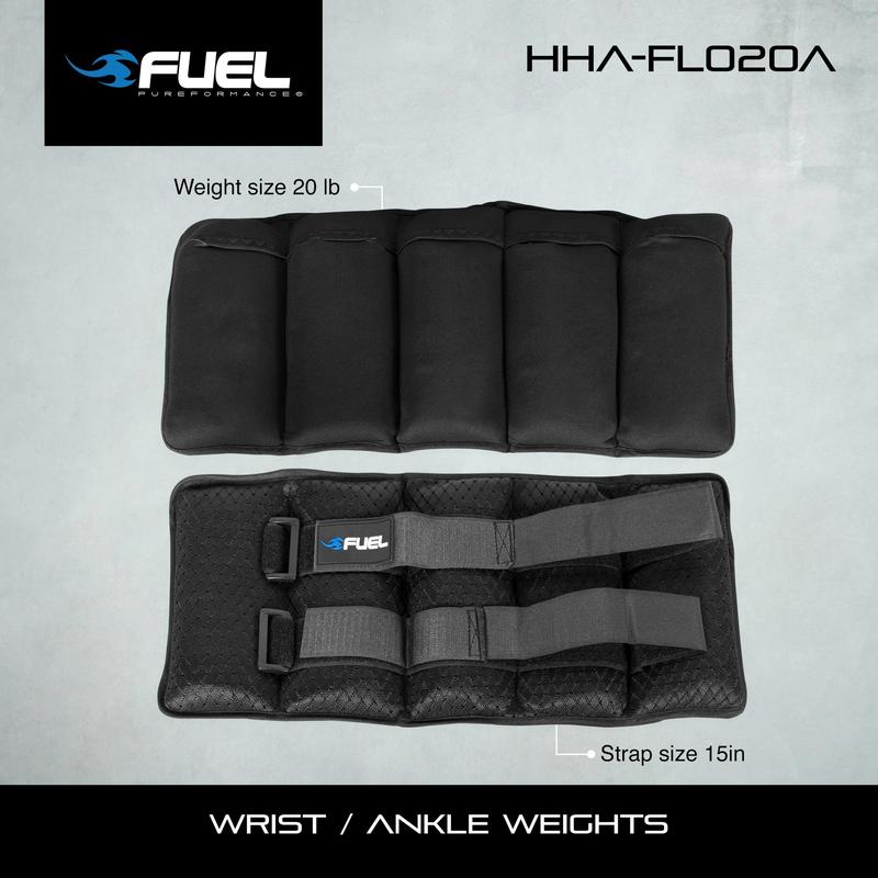 Fuel Pureformance Adjustable Wrist Ankle Weights, 2.5, 10, 20 -Pound Pair (5 lb, 10 lb, 20 lb total)