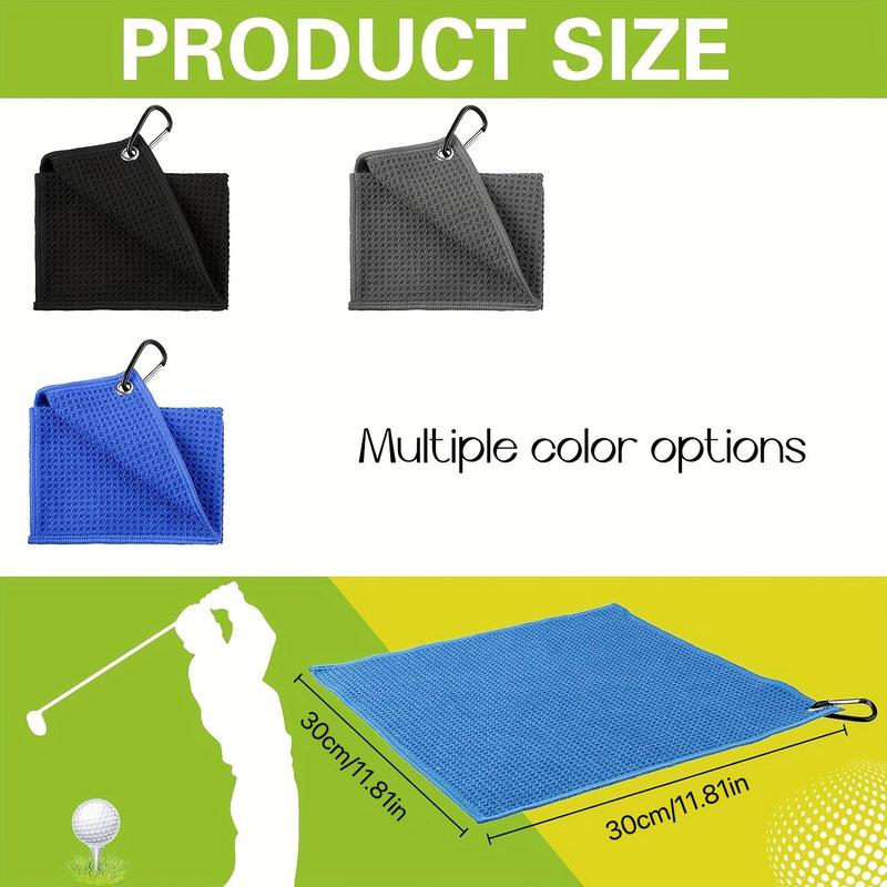 Microfiber Waffle Golf Towel with Carabiner Hook, Golf Cleaning Towel for Cleaning Clubs, Balls, and Hands, Ball Sports Equipment, Christmas Gift