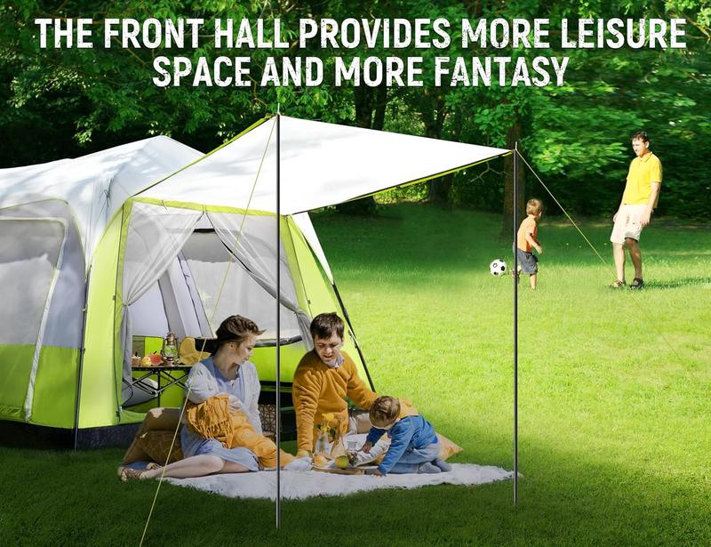 8 10 Person Camping Tent, Pop-Up Family Tent for Instant Easy Setup, Spacious Interior, Includes Rainfly, Room Divider, Carry Bag, Backpacking Tents for Camping, Hiking, Sleepovers