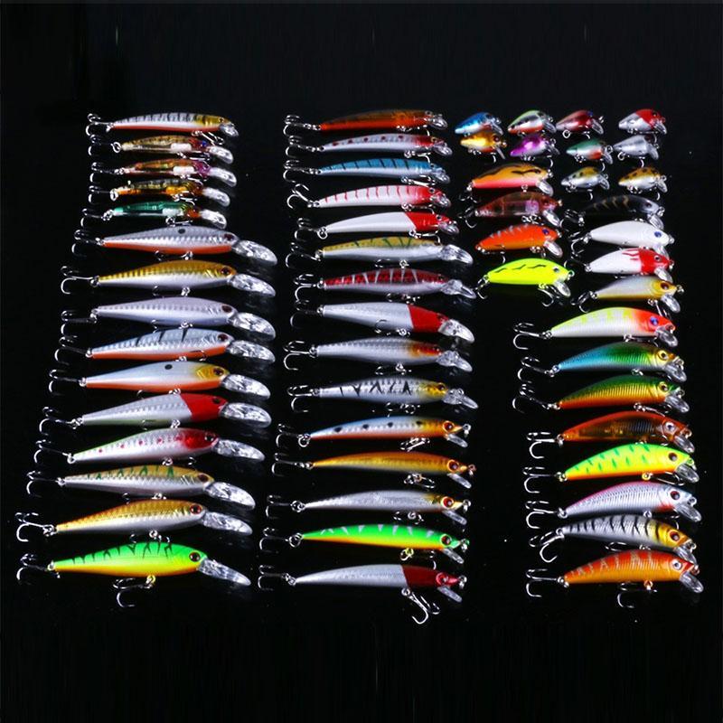 Durable Artificial Fishing Lure, 56pcs set Mixed Color & Shape Fishing Lure with Hook, Durable Mixed Fishing Baits for Outdoor Fishing Christmas Gifts, Fishing Gifts for Men, Christmas Gift