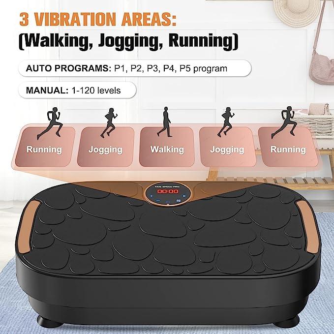 Relife Sports Vibration Plate with 120 Levels Vibration Platform with Resistance Bands Whole Body Vibrating Platform Training Equipment for Home Gym