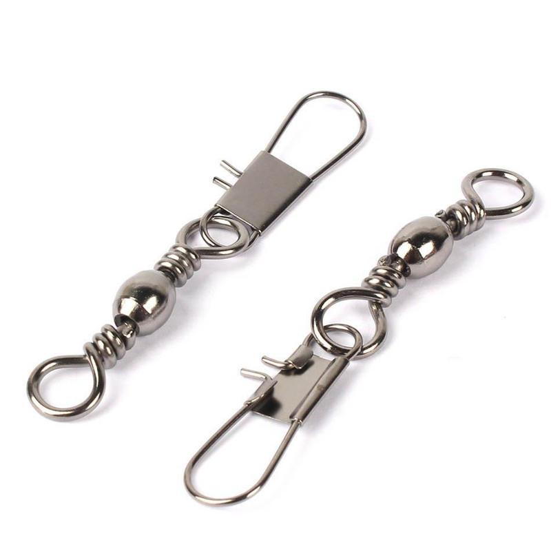 Fishing Swivel Snap, 100pcs box Stainless Steel Fishing Swivels With Safety Snap Hook & Storage Box, Professional Fishing Accessories, Solocamping, picnicaesthetic Summer Gift, Camping Gadgets 2024, Fishing Equipment