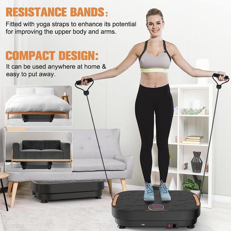 Relife Sports Vibration Plate with 120 Levels Vibration Platform with Resistance Bands Whole Body Vibrating Platform Training Equipment for Home Gym