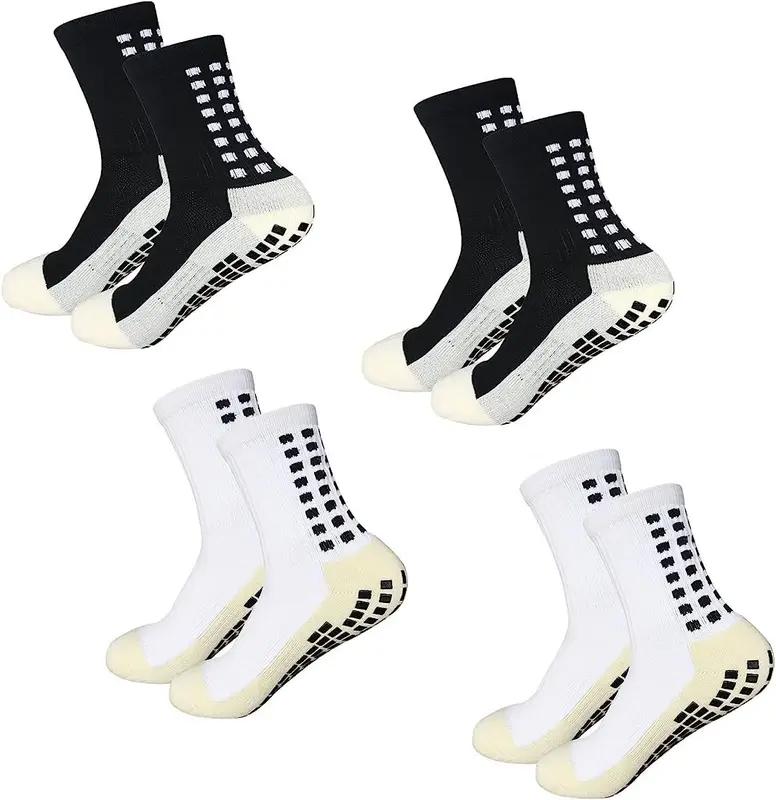 4 Pair Men's Soccer Socks Anti Slip Non Slip Grip Pads for Football Basketball Sports Grip Socks