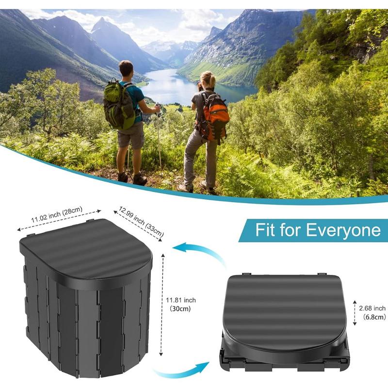 Portable Camping Toilet with Lid, Portable Toilet for Adults, Foldable Car Travel Toilet Adults Potty with Carry Bag for Camping, Hiking, Boat, Long Trips, Fishing, Beach