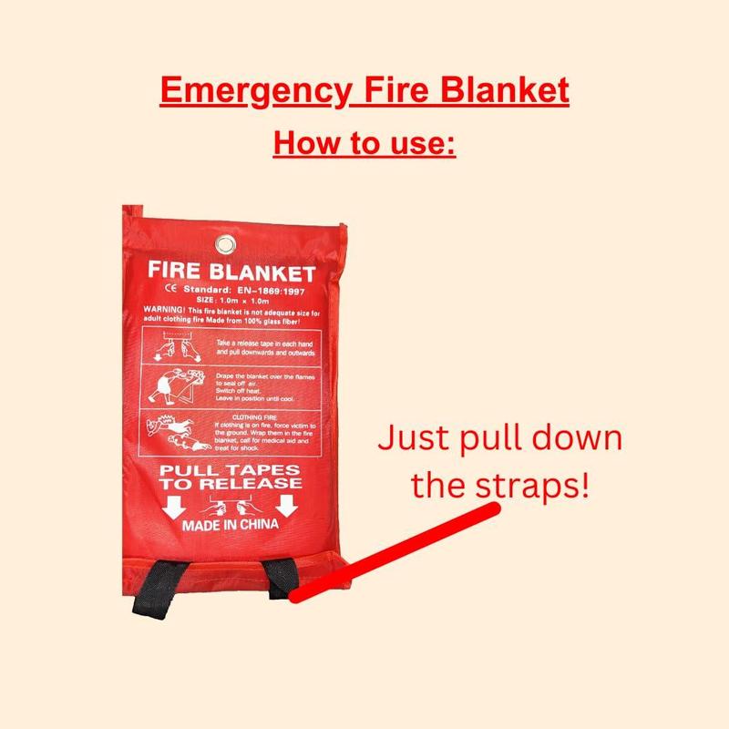 2-Pack Emergency Fire Blankets for Home, Kitchen, Fiberglass Fireproof Blankets for Camping, Fireplace, School, Grill, Car, Warehouse-Heat Insulation