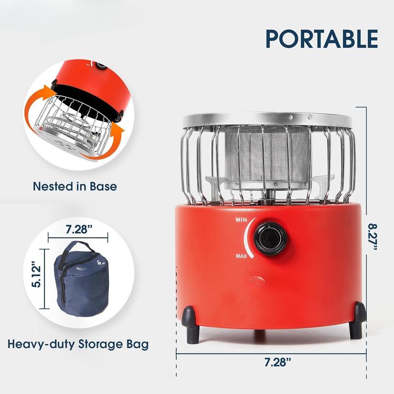 2 in 1 Camping Outdoor Propane Heater & Stove for Ice Fishing Backpacking Hiking Hunting Survival