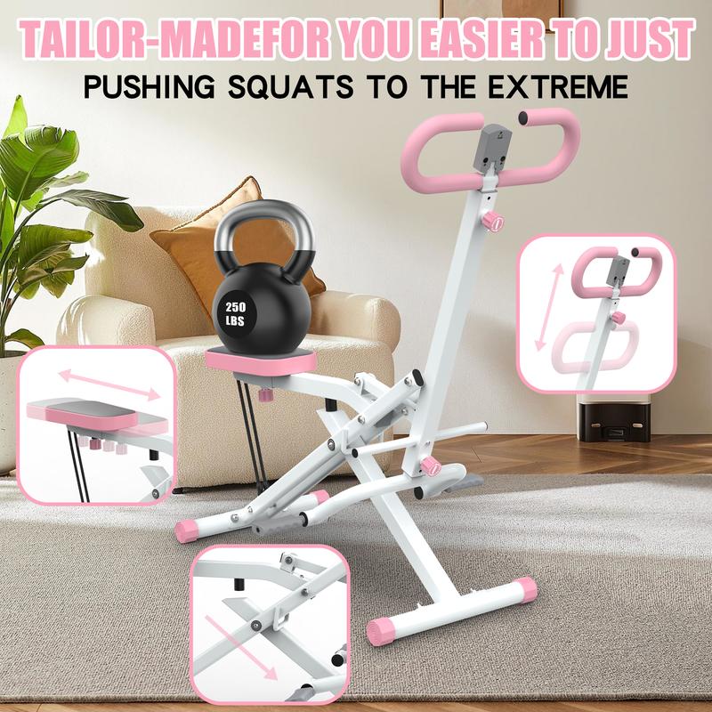 [Dufominc] Squat Machine for Home, Assist Trainer for Glutes Workout Foldable with Resistance Bands, Ab Back Leg Press Hip Thrust for Home Gym